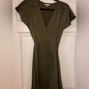 Olive Green V-Neck Dress